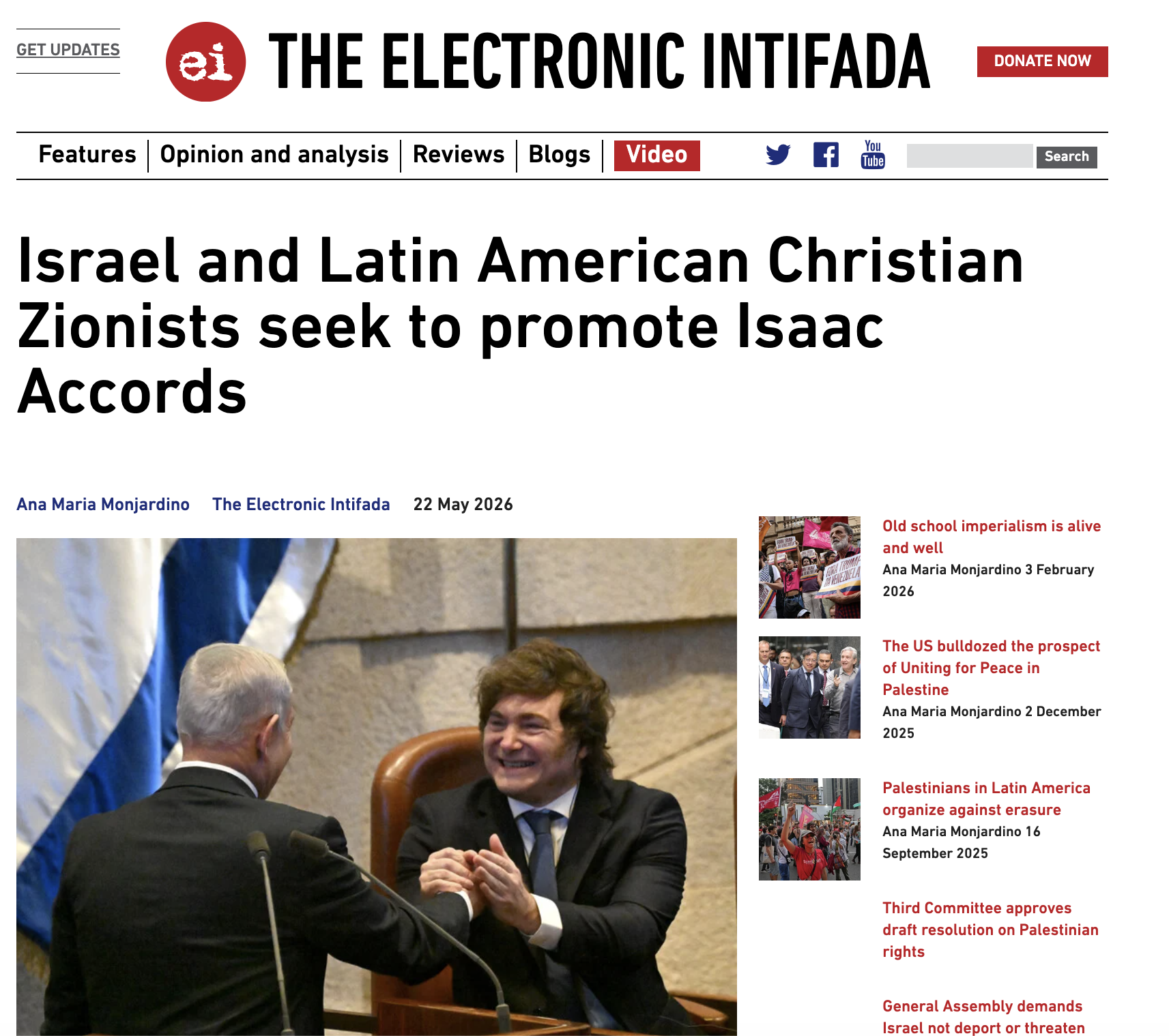 Entrevista para «The Electronic Intifada»