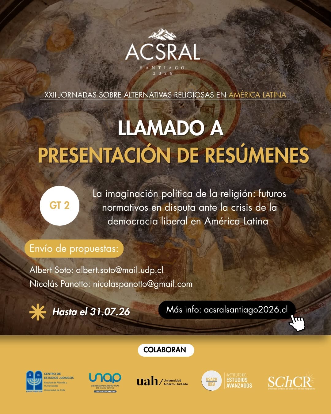 Mesa sobre religión y crisis democrática en las próximas Jornadas de ACSRAL